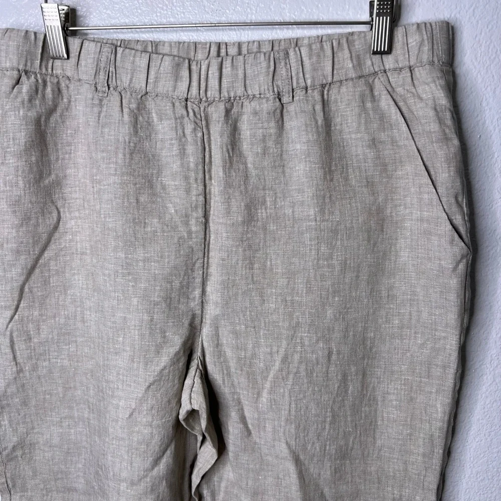 Quince 100% European Linen Pants Flax Tan Women's Size Large Cropped Relaxed